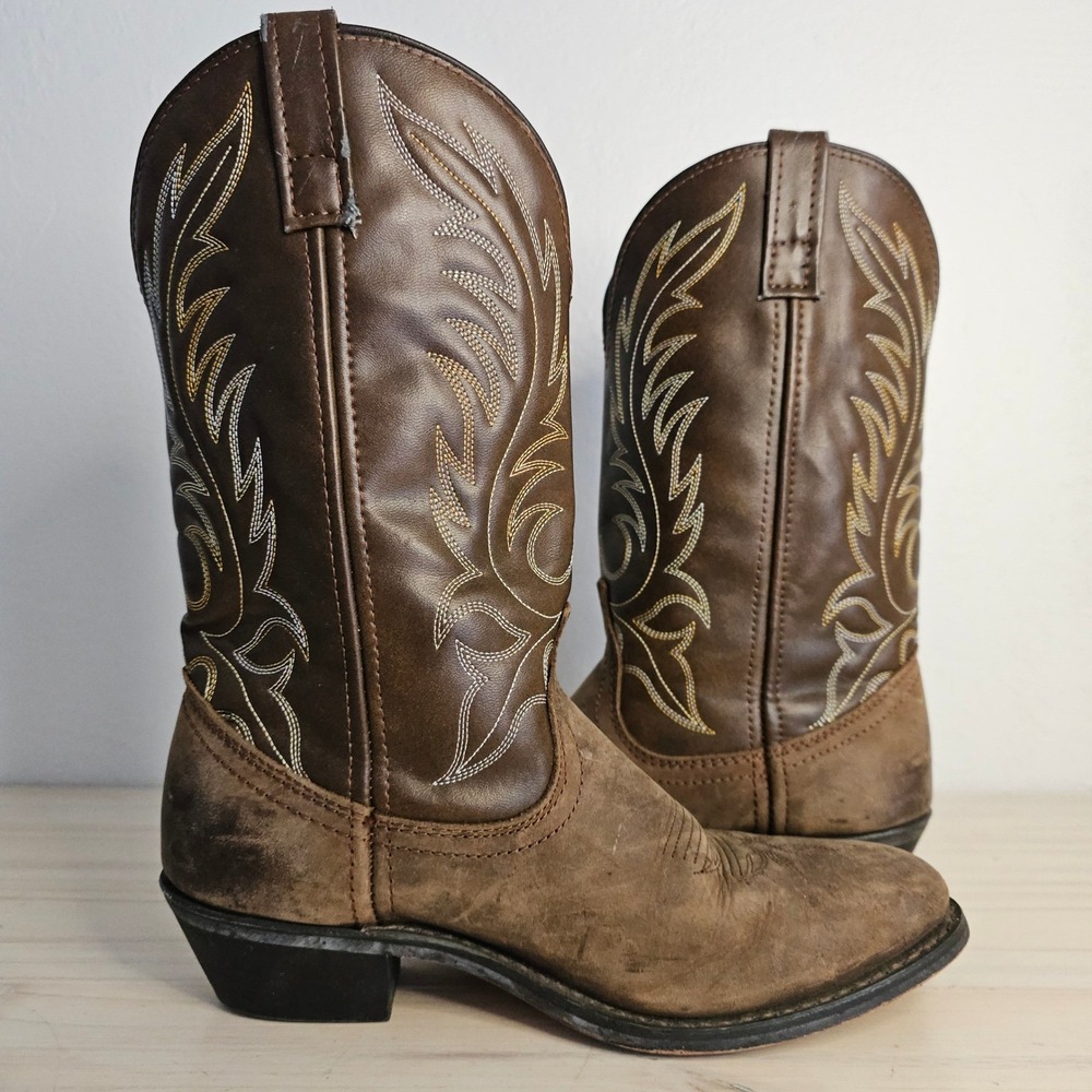 Laredo Womens Brown Leather Western Cowboy Boots 8M Lea Vamp Fox 5742 - Picture 8 of 14